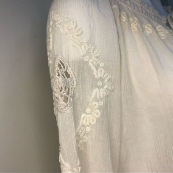 Joie Boho Cream Off White Shift Dress Embroidered Size Medium - Picture 7 of 13